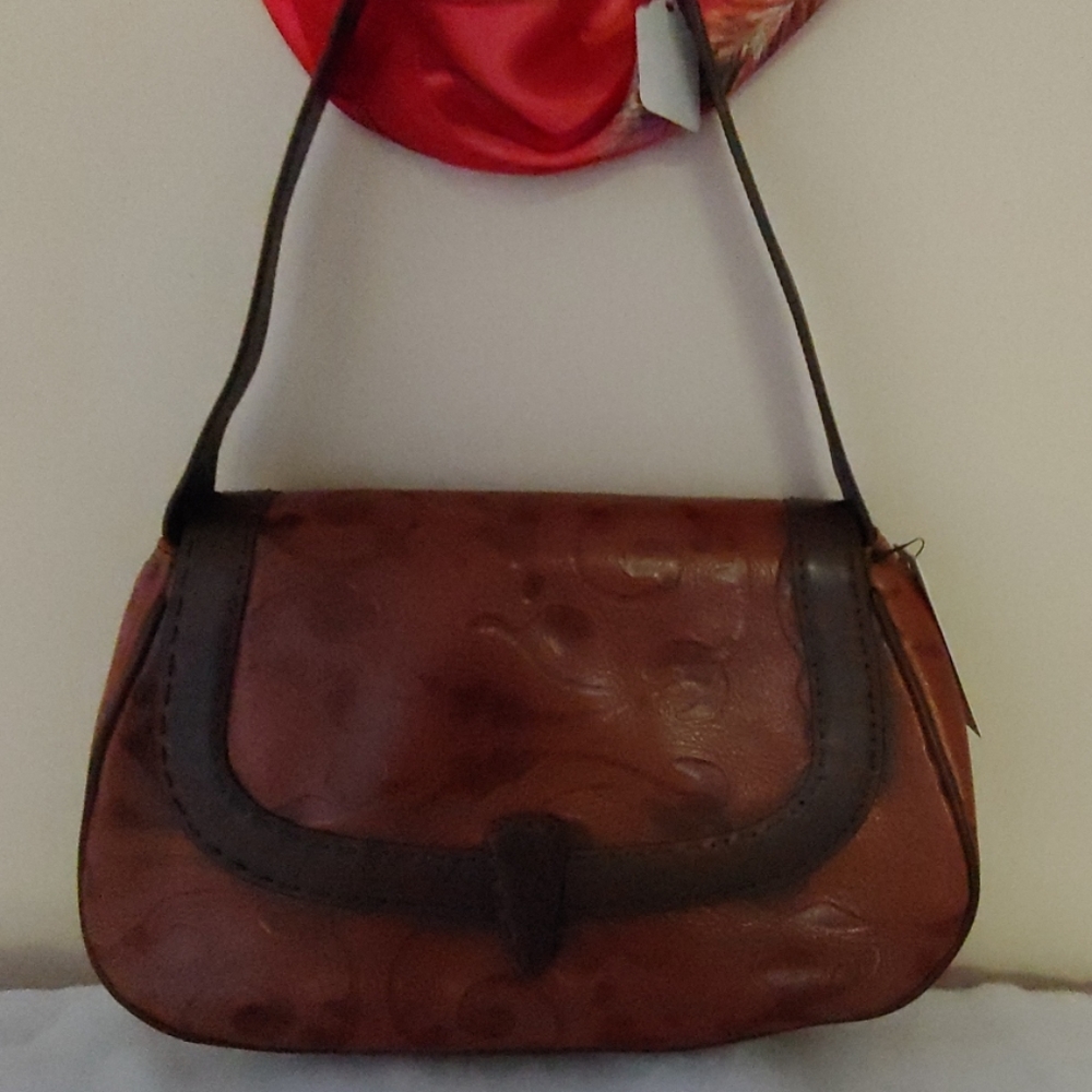 Tooled Leather Shoulder Bag